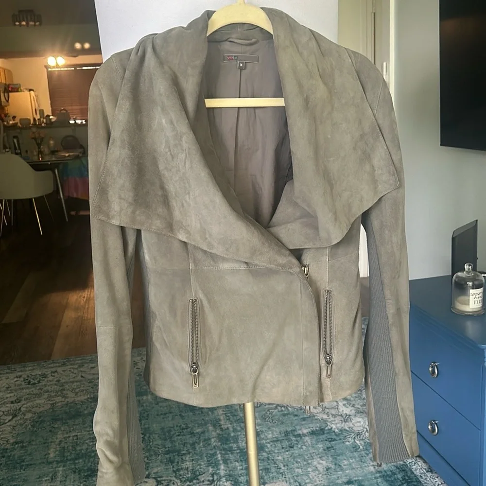 VINCE Leather Biker Jacket Size M - Picture 2 of 4